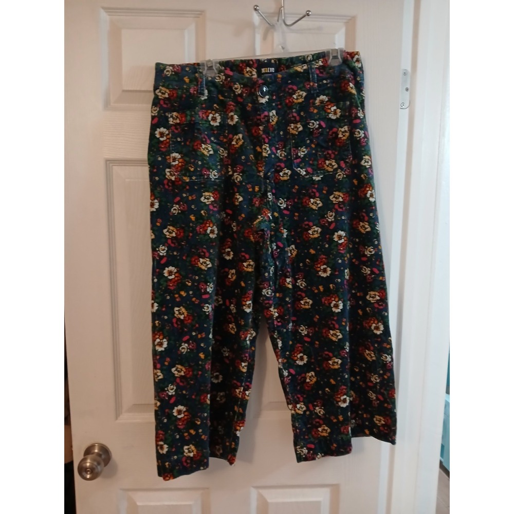 Maeve Anthropologie Colette Corduroy Pants Floral Size 16 W Wide Leg Cropped